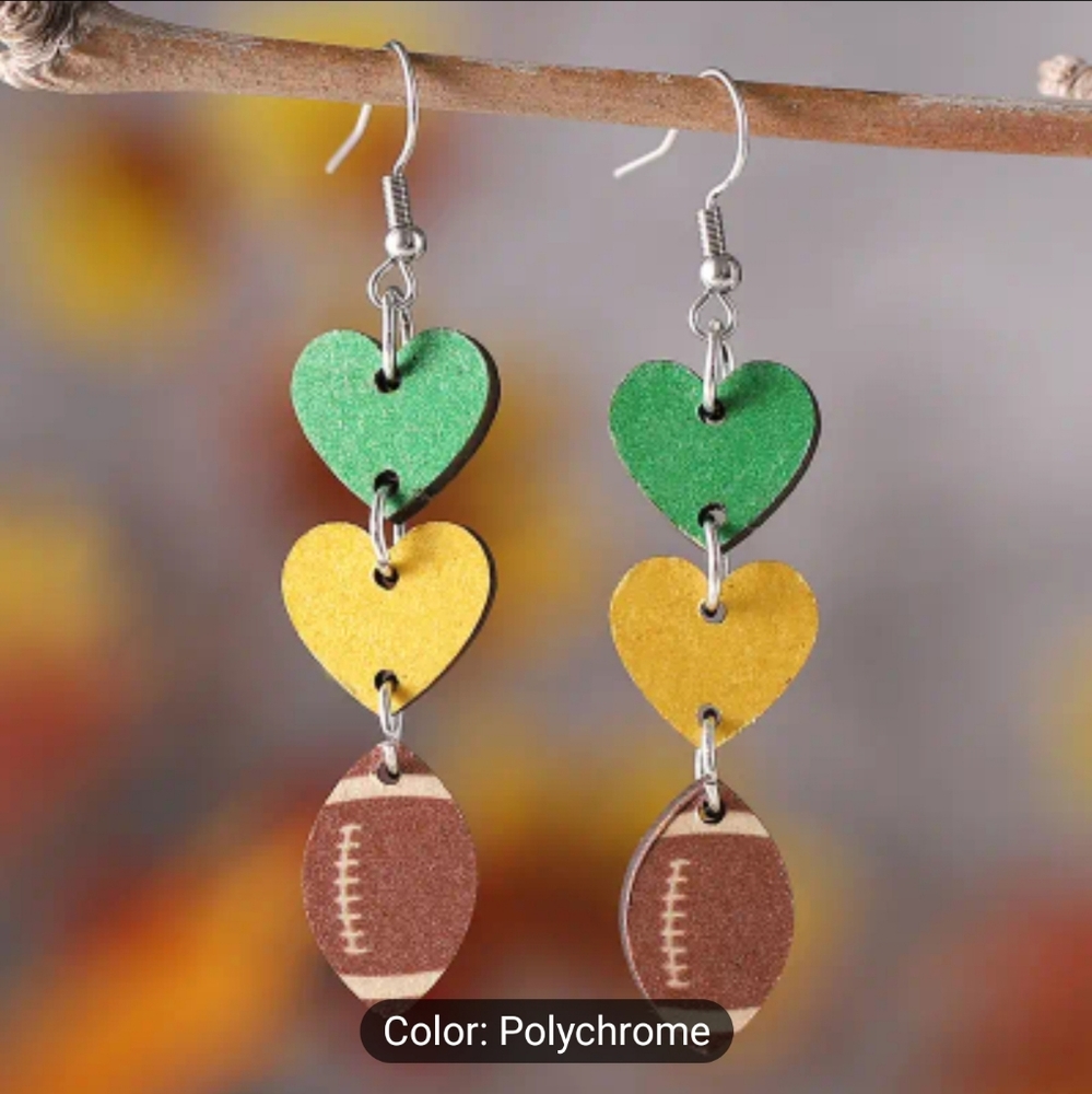 Green and Yellow Football Earrings